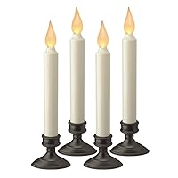 FPC1205A-4 Battery Operated LED Window Candle, Dusk to Dawn Light Sensor, Aged Bronze Plastic Base, Amber Flicker Flame, 8 - 7/8 Inch Tall (4 PACK)