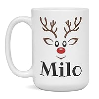 Reindeer Christmas Coffee of Hot Cocoa Mug for Milo, 15-Ounce White