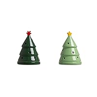 Pearhead Christmas Tealight Candle Covers, Holiday Home Décor, Tea light Christmas Tree Ceramic Candle Covers, Stocking Stuffer Ideas, Seasonal Gifts for Friends and Family, Christmas Candle, Set of 2