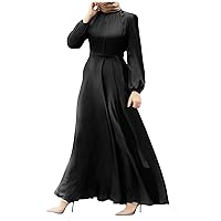 Abayas for Women Muslim Long Sleeve Mock Robe Long Robe Abaya Turkish Islamic Dresses Dubai Kaftan Outfits Dress