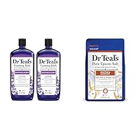 Dr Teal's Foaming Bath with Pure Epsom Salt, Soothe & Sleep Lavender, 34 fl oz (2 Pack) + Pure Epsom Salt Soak, Soothe & Comfort Oat Milk & Argan Oil, 3 lbs
