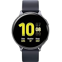 SAMSUNG Galaxy Watch Active2 (Silicon Strap + Aluminum Bezel) Bluetooth - International , Heart Rate Monitor, (Aqua Black, R820-44mm)