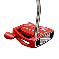 Golf F80 Mallet Putter, Red/Black with Oversize Putter Grip