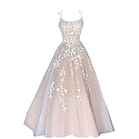 Elegant Lace Spaghetti Straps Prom Formal Dresses for Women Floor Length Corset Back 2024 A line