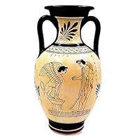 Greek Pottery Amphora 26cm,Attic White Ground,Oedipus Sphinx,God Dionysus
