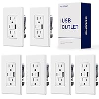 ELEGRP Wall Outlet with USB-A and USB-C Ports, 15A, Tamper Resistant, Wall Plate, UL Listed (6 Pack, Matte White)