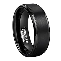 6mm 8mm Tungsten Rings for Men Women Fashion Engagement Wedding Bands Brushed Finish Stepped Beveled Edges Comfort Fit