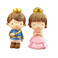 2 Pcs Prince Princess Doll Figures, Mini Prince Princess Figure Collection Playset Toys, Cupcake Topper, Cake Toppers, Cake Decoration, 3.15