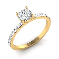 Women's 0.35 Carat Round Cut Certified Diamond Bridal Ring 14K Solid White Yellow Gold
