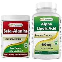 Best Naturals Beta Alanine Powder 1 Pound & Alpha Lipoic Acid 600 Mg