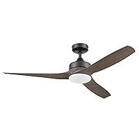 Honeywell Ceiling Fans Lynton, 52 Inch Indoor Outdoor Ceiling Fan with Color Changing LED Light, Remote Control, Charcoal Brown High Performance Blades, Reversible Airflow - 51853-01 (Black)