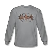 BATMAN - Mens Heavy Rust Logo Long Sleeve Shirt in Silver