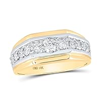 The Diamond Deal 10kt Two-tone Gold Mens Round Diamond Graduated Band Ring 1 Cttw