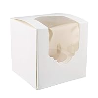 Mini Cupcake Holders - 50 Pk Individual Cupcake Boxes with Inserts, 2.5 Inch To Go Cupcake Containers, White