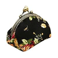 Wallet,toraway Lady Vintage Flower Mini Coin Purse Wallet Clutch bag (Black)