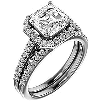 Moissanite Star Moissanite Ring Asscher 4 CT, Moissanite Engagement Ring, Moissanite Bridal Ring Set, Colorless Moissanite Eternity Sterling Silver Ring, Valentine Gift for Her