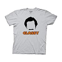 Ripple Junction Anchorman 2 Adult Unisex Classy with Rons Hair Shape Heavy Weight 100% Cotton Crew T-Shirt 2XL Silver