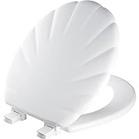 Mayfair Shell Sculptured Molded Wood Toilet Seat Featuring Easy Clean & Change Hinges and STA-TITE Seat Fastening System, Round, White, 22ECA 000