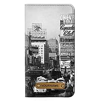RW0182 Old New York Vintage PU Leather Flip Case Cover for iPhone 11 Pro Max with Personalized Your Name on Leather Tag