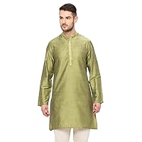 In-Sattva Men's Indian Embroidered Banded Collar and Placket Royal Kurta Tunic