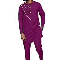 Bazin Riche African Men Clothing Single Breasted Jacket with Chain and Down 2 Piece Set Kaftan Outwear Plus Size