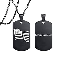 American Flag Let's Go Brandon Military Necklace Funny USA Brandon Lets Go Dog Tag Pendant Cool Men's Brandon Jewelry