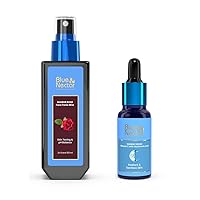 Blue Nectar Shubhr Steam Rose Toner Water & Face Tonic Mist (3.4 fl Oz) and Vitamin C Face Serum with Natural Hyaluronic Acid Serum (9 Herbs, 1 Fl Oz)