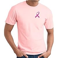 Breast Cancer Awareness T-Shirt Pink Ribbon Pocket Print Adult Tee Shirt Pink