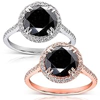 Kobelli Black and White Diamond Engagement Ring 3 3/4 Carat (ctw) in 14K Gold