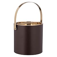 Kraftware Polished Gold Arch Handle & Bridge Cover Milan 3qt Ice Bucket, Small, Chocolate Brown