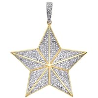 2 CT Round Shape Simulated White Diamond Star Charm Pendant In 14K Yellow Gold Plated