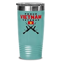 Vietnam 20oz Tumbler With Lid Teal, Stainless Steel Vacuum Insulated, Vietnman Veteran Tea Coffee Travel Mug Cup Funny Present Idea For Friend and Family Men Women Coworkers Boss