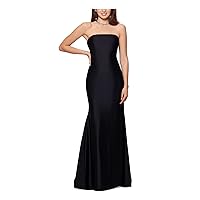 XSCAPE Womens Black Stretch Zippered Sateen Fabric Lined Sleeveless Strapless Full-Length Formal Gown Dress 6