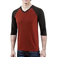 Men's Casual Vintage Slim Fit 3/4 Sleeve V-Neck Active Workout Baseball Jersey T Shirt