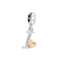 SBI Jewelry Initial Letter Charm Compatible Pandora Charm Bracelet Gold Heart Alphabet A-Z Pendant Women Girls Birthday Mother's Day
