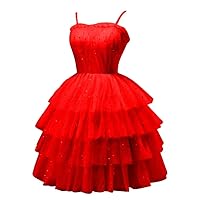Sparkly Starry Tulle Homecoming Dresses 2024 Glitter Short Fairy Prom Dress Tiered Ruffle Formal Cocktail Gowns