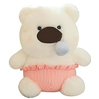 ikasus Cute Bear Plush Toy Stuffed Animal Soft Runny Nose Bear Doll Throw Pillow Cotton Filling Plush Toy for Kids Gift, Bedroom Living Room Sofa and Office Decor Type 6 45cm