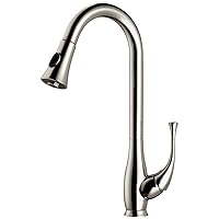 Dawn AB50 3091BN Single Lever Kitchen Faucet with Push Button Pull Out Spray, Brushed Nickel