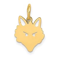 14k Yellow Gold Fox Head Customize Personalize Engravable Charm Pendant Jewelry Gifts For Women or Men (Length 0.74