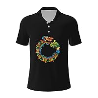 Ouroboros Quetzalcoatl Feathered Serpent Aztec Mayan Men’s Polo Shirts Casual Polo Shirts for Men