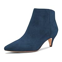 Womens Suede Low Heels Kitten Booties Pointy Toe Vintage Ankle High Dress Boots with Zippers for Party Dress