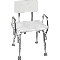 DMI Shower Chair Bath Seat for Tub or Shower Bench for Inside Shower, FSA and HSA Eligible, Aluminum with Plastic Seat, No Tools Needed, Adjustable Height, Holds Weight up to 350 Pounds, White