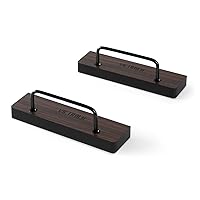 The Shelves' - Vinyl Records and Album Art Holder (Set of 2), Espresso Wood Finish with Smart Black Metal Accents, Elegant and Stylist Looks, Wall Mountable, Single Shelf Holds 1 Record Art