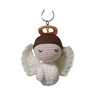 Crochet Angel Keychain, Handmade Knitting Amigurumi Angel Pendant Keyring Bag Ornament Backpack Car Charms Gift, Office Desk Home Decor for Shelf