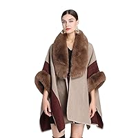 Black Dark gray9 Women Long Cardigan Winter Warm Thick Poncho Loose Woolen Split Overcoat