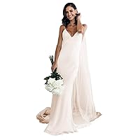 Women's Foral Straps Maxis Wedding Dress with Flowers A Line Tulle V Neck Bridal Dresses with Pleats
