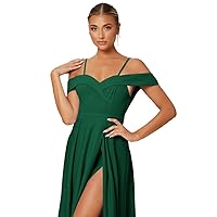 Prom Dress Cold Shoulder Split Thigh Dress Prom Dress (Color : Green, Size : X-Small)