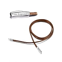 FaithHeart Braided Leather 2MM/3MM Necklace Cord for Men with Stainless Steel Snap Clasp, Waterproof Woven Wax Rope Chain for Pendant with Delicate Gift Box