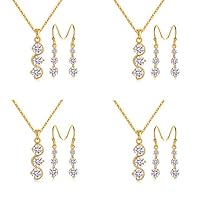 Bridesmaid Jewelry Set for Women Girls, 18K Gold or Rose Gold or Silver Plated Necklace Earring Set for Wedding, Best Bridesmaid Gifts