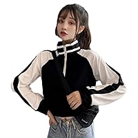 TaiShan Women's Short Sweater, Simple, Spring and Autumn, South Korea, Loose, Thin, Long Sleeve, Sports Jacket